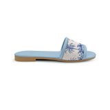 Blue Drift Slides Summer Coastal Blue Palm Tree Print