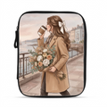 Tablet Sleeve - Coquette Sipping Coffee and Flowers