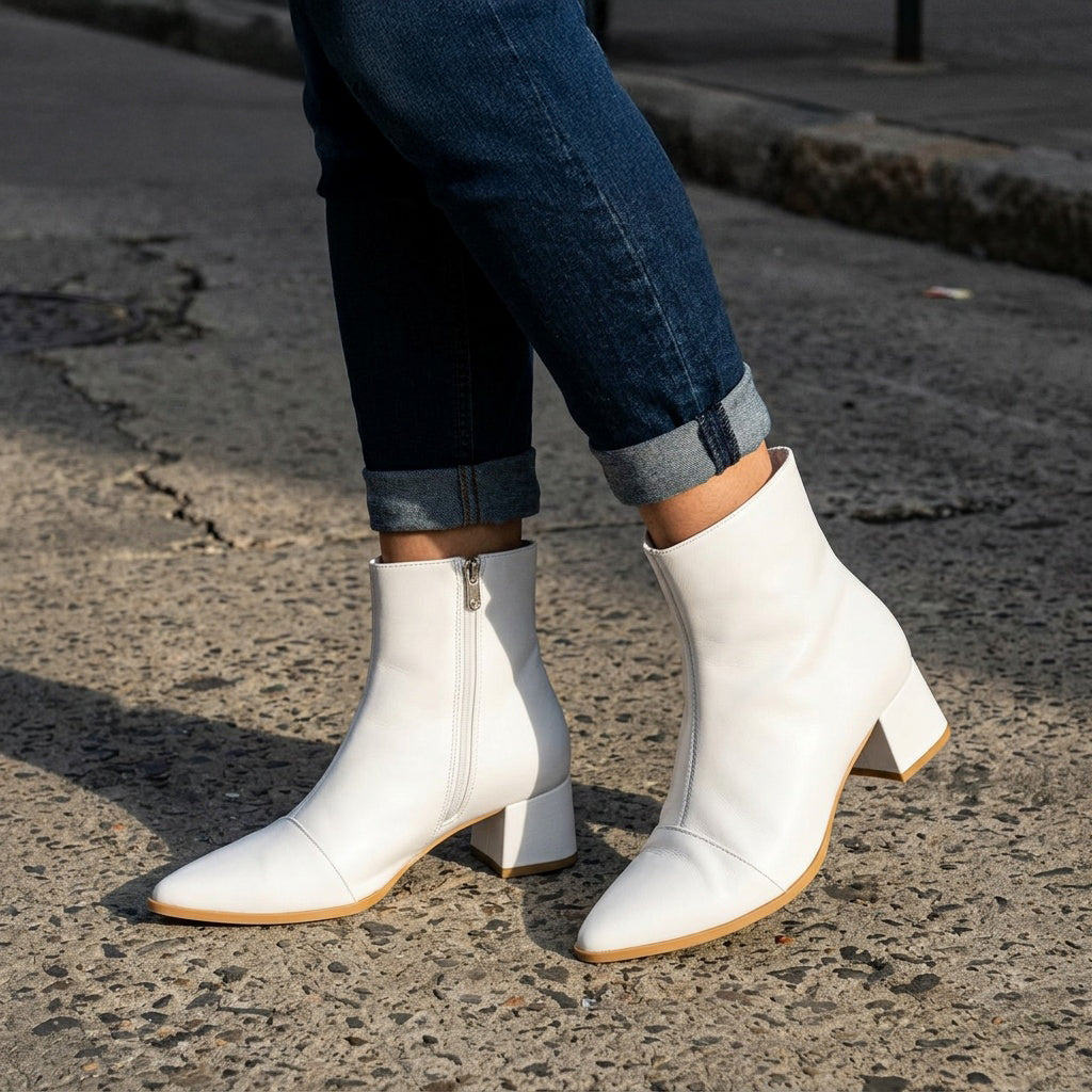 White Urban Muse Ankle Boots – Bold Steps, Effortless Style - 2