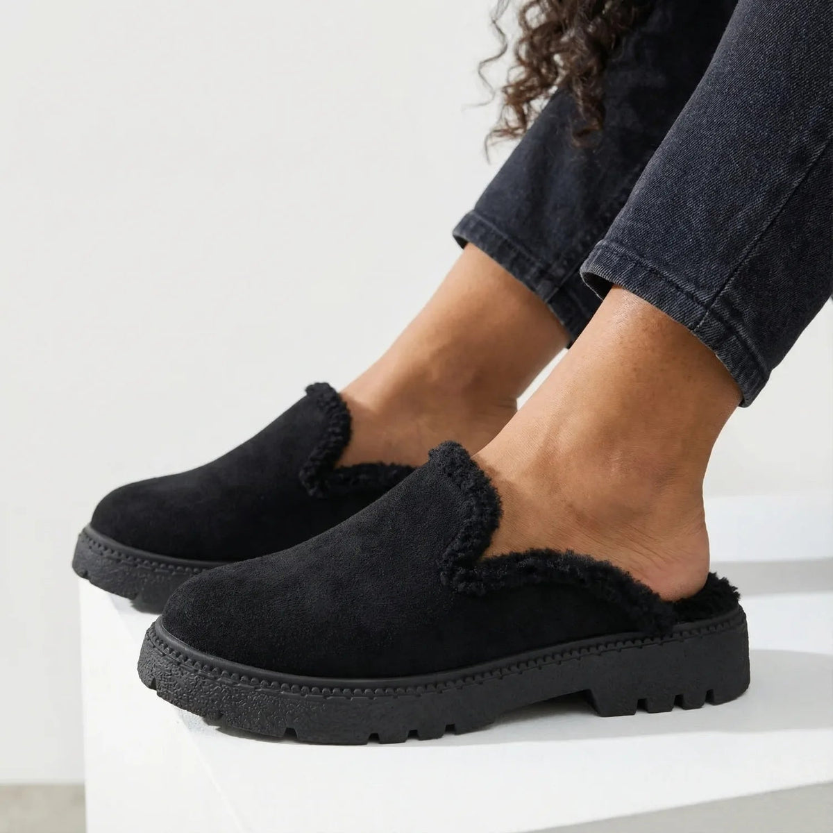 Black Cozy Stroll Mules – Slip Into Comfort - 4