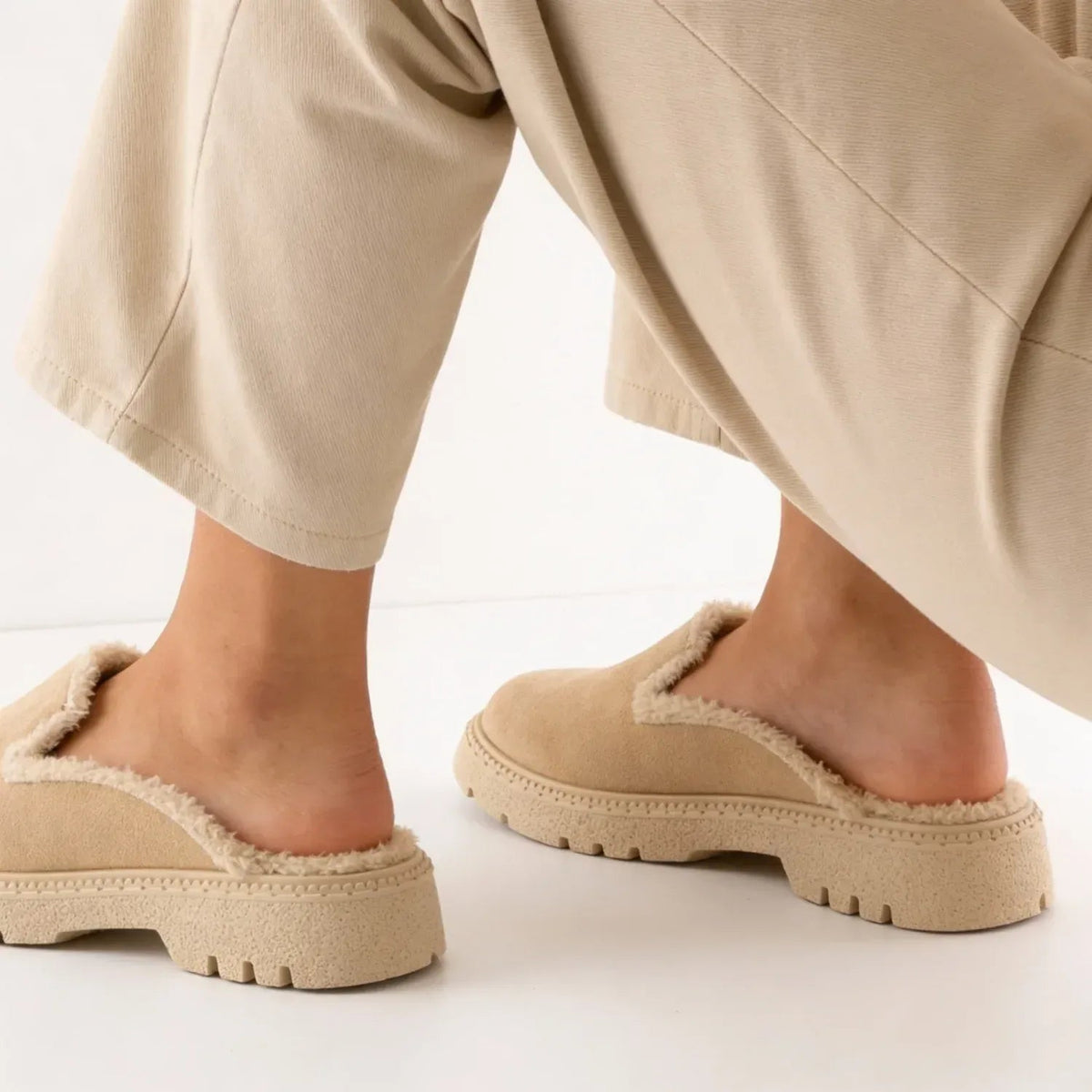 Beige Cozy Stroll Mules – Slip Into Comfort - 5
