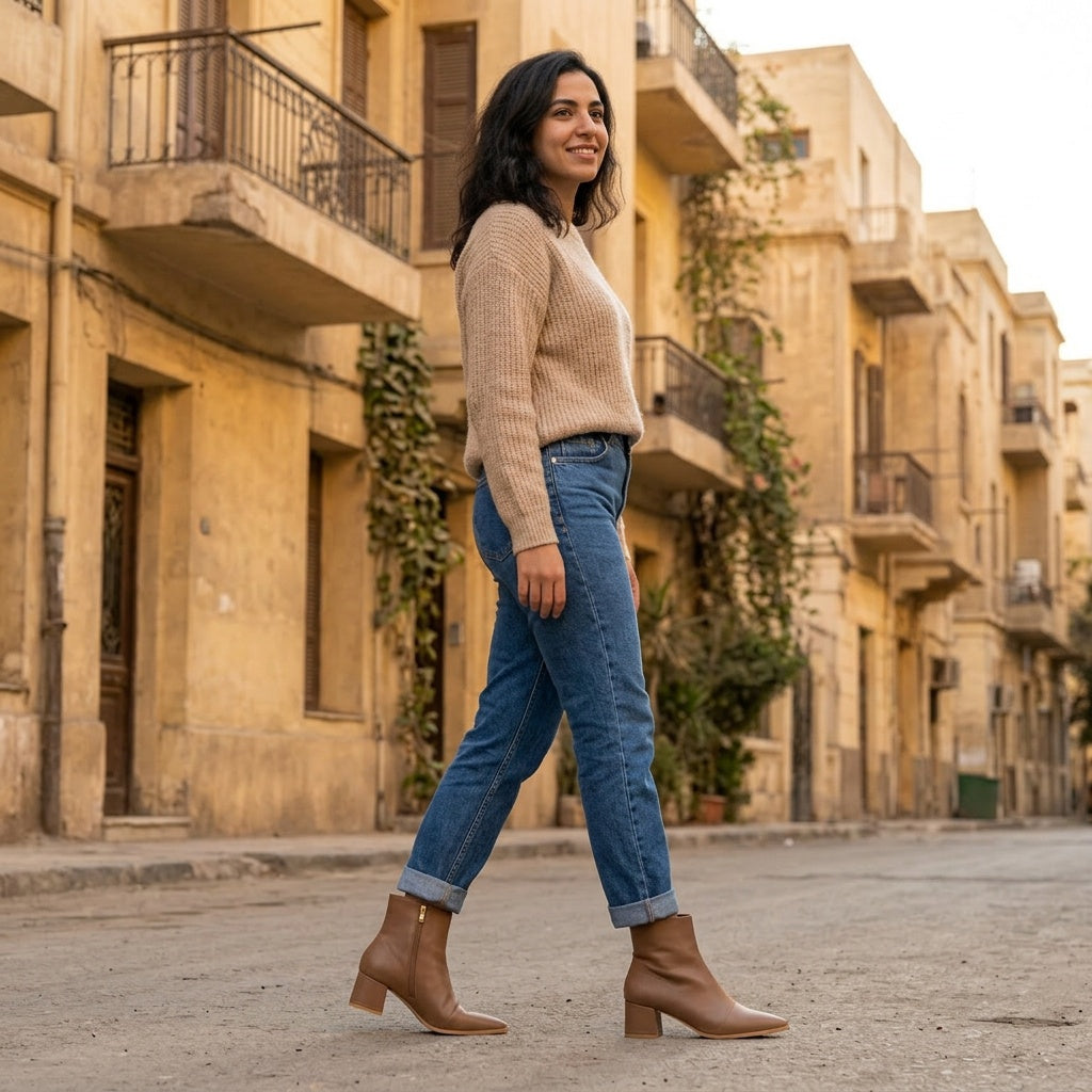 Tan Urban Muse Ankle Boots – Bold Steps, Effortless Style - 2