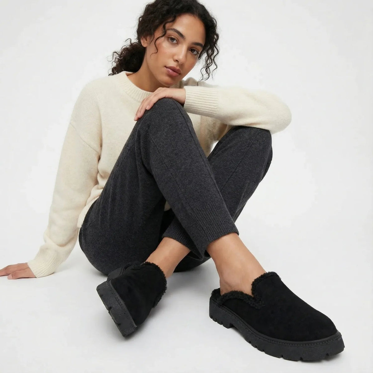 Black Cozy Stroll Mules – Slip Into Comfort - 2