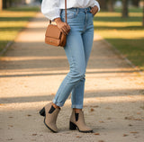 Tan Slit Heeled Bootie - 1