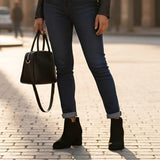 Black Slit Heeled Bootie - 2