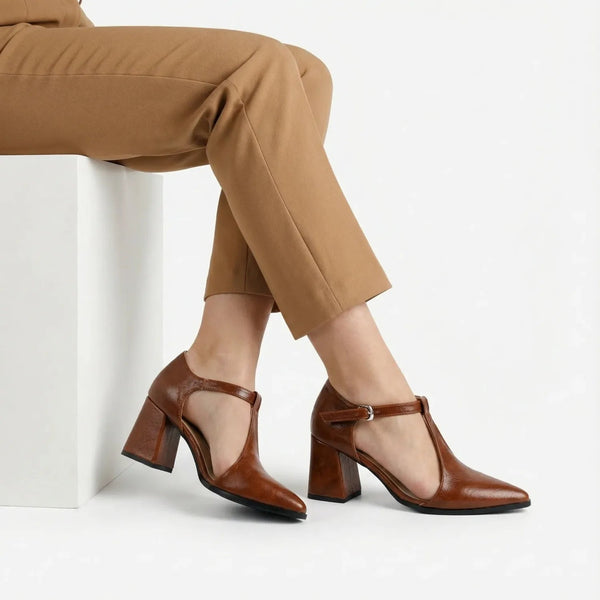 Brown T-Strap Heels – Elegance That Works