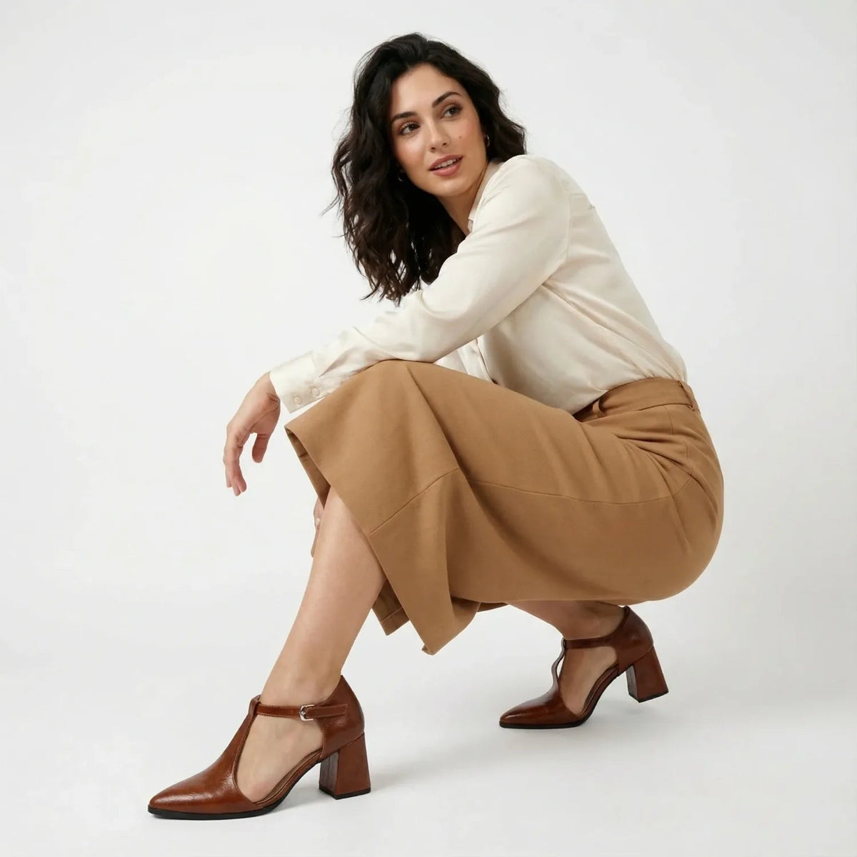 Brown T-Strap Heels – Elegance That Works - 2