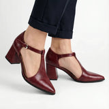 Burgundy T-Strap Heels – Elegance That Works