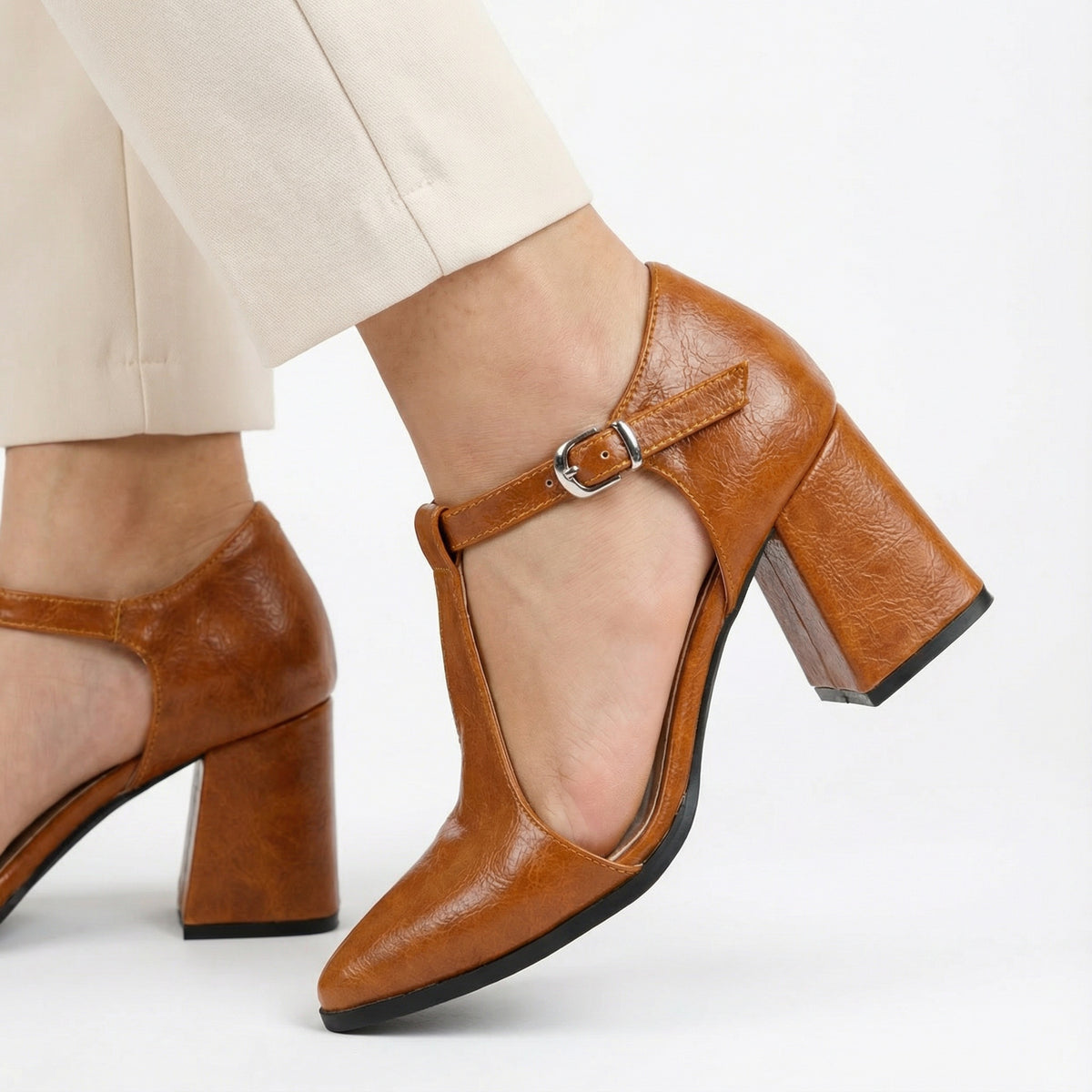 Havana T-Strap Heels – Elegance That Works - 4- tryon