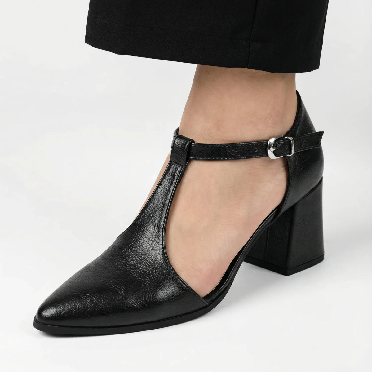 Black T-Strap Heels – Elegance That Works - 2- tryon
