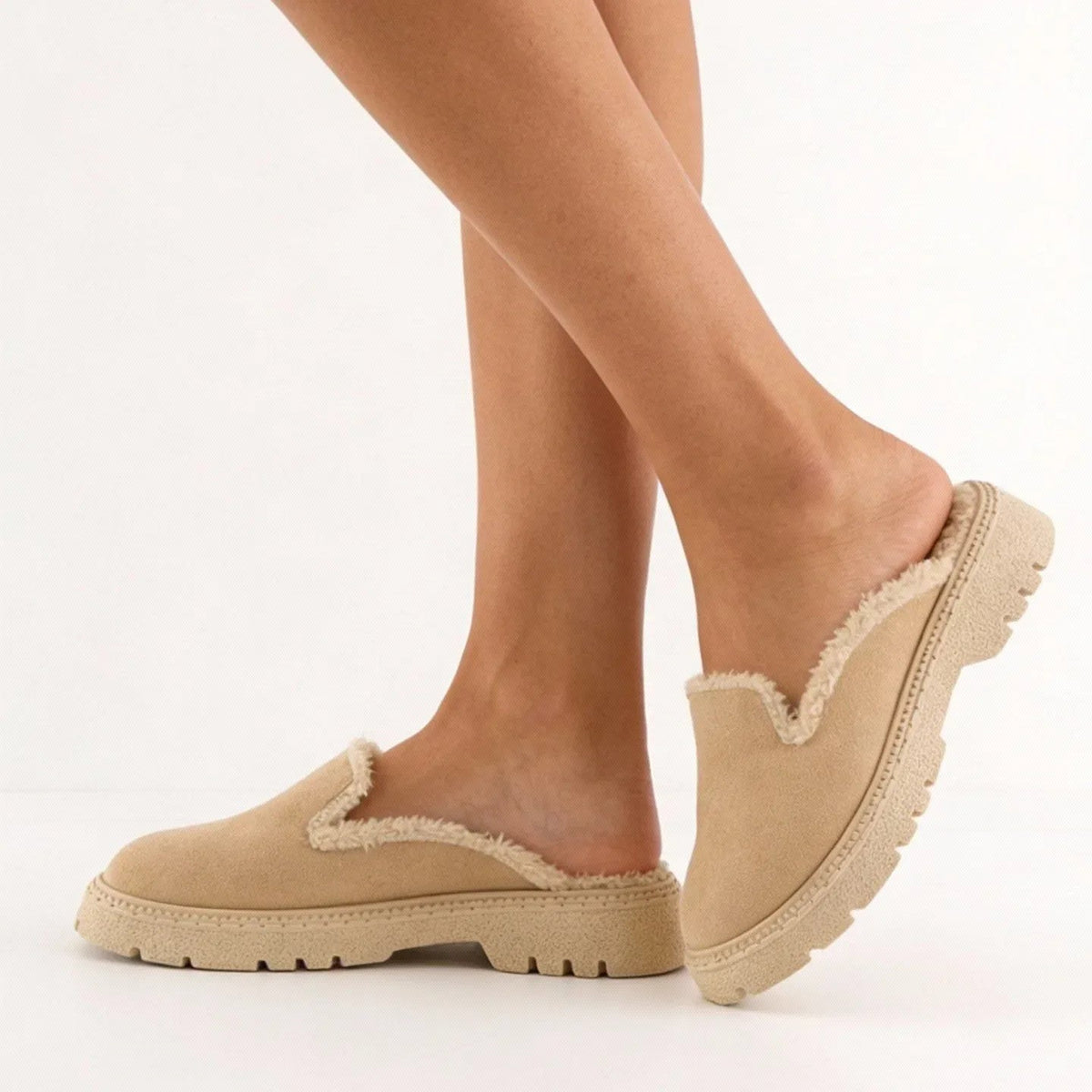Beige Cozy Stroll Mules – Slip Into Comfort - 7