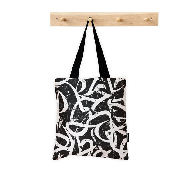 Tote Bag – Monochrome Calligraphy Chaos - 1