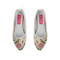 White Round Toe Vintage Bird Floral Rose Print