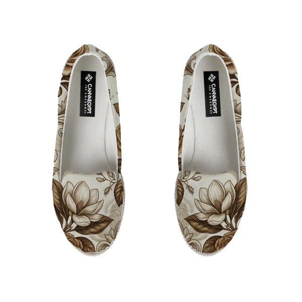 Nook Espadrille – Vintage Floral Rose Botanical Brown Cottagecore