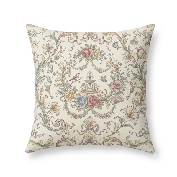 Decorative Pillow Vintage Rococo Soft Floral Aesthetic