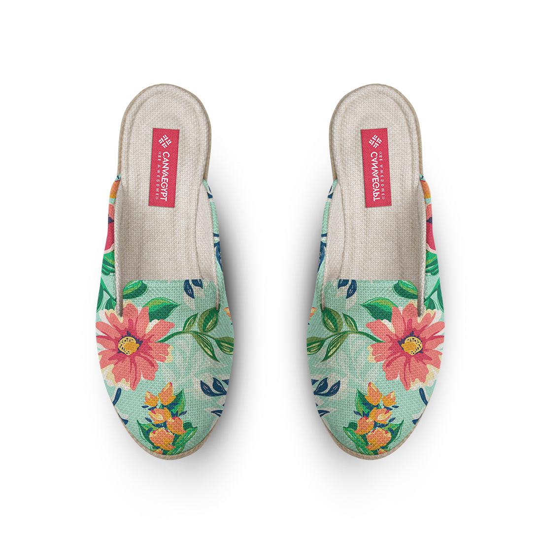 Voyage Mules Cyan Floral