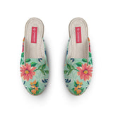 Voyage Mules Cyan Floral