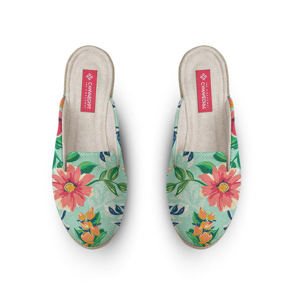 Voyage Mules Cyan Floral