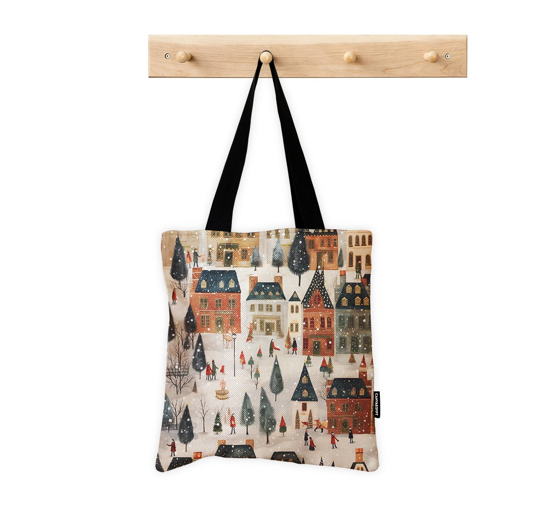 Tote Bag Winter Town Charm. - 2