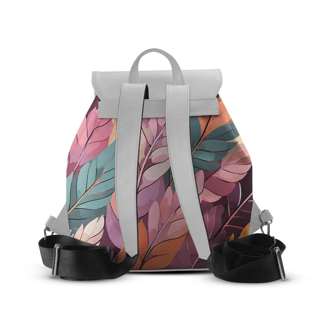 White Aurora Backpack Mixed Leaves - CANVAEGYPT