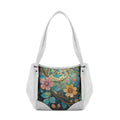 White Leather Tote Bag flower