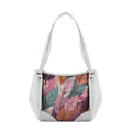 White Leather Tote Bag mixed leaf