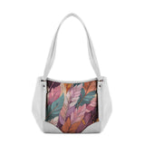 White Leather Tote Bag mixed leaf - CANVAEGYPT