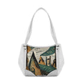 White Leather Tote Bag old magazine