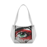 White Leather Tote Bag palestine eyes - CANVAEGYPT