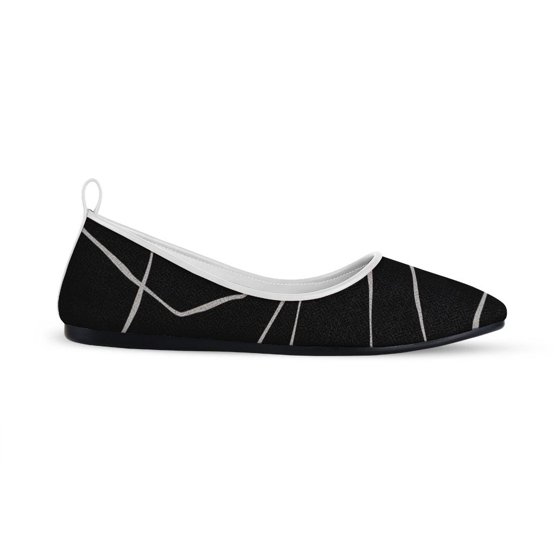 White Round Toe Shoe Line in black