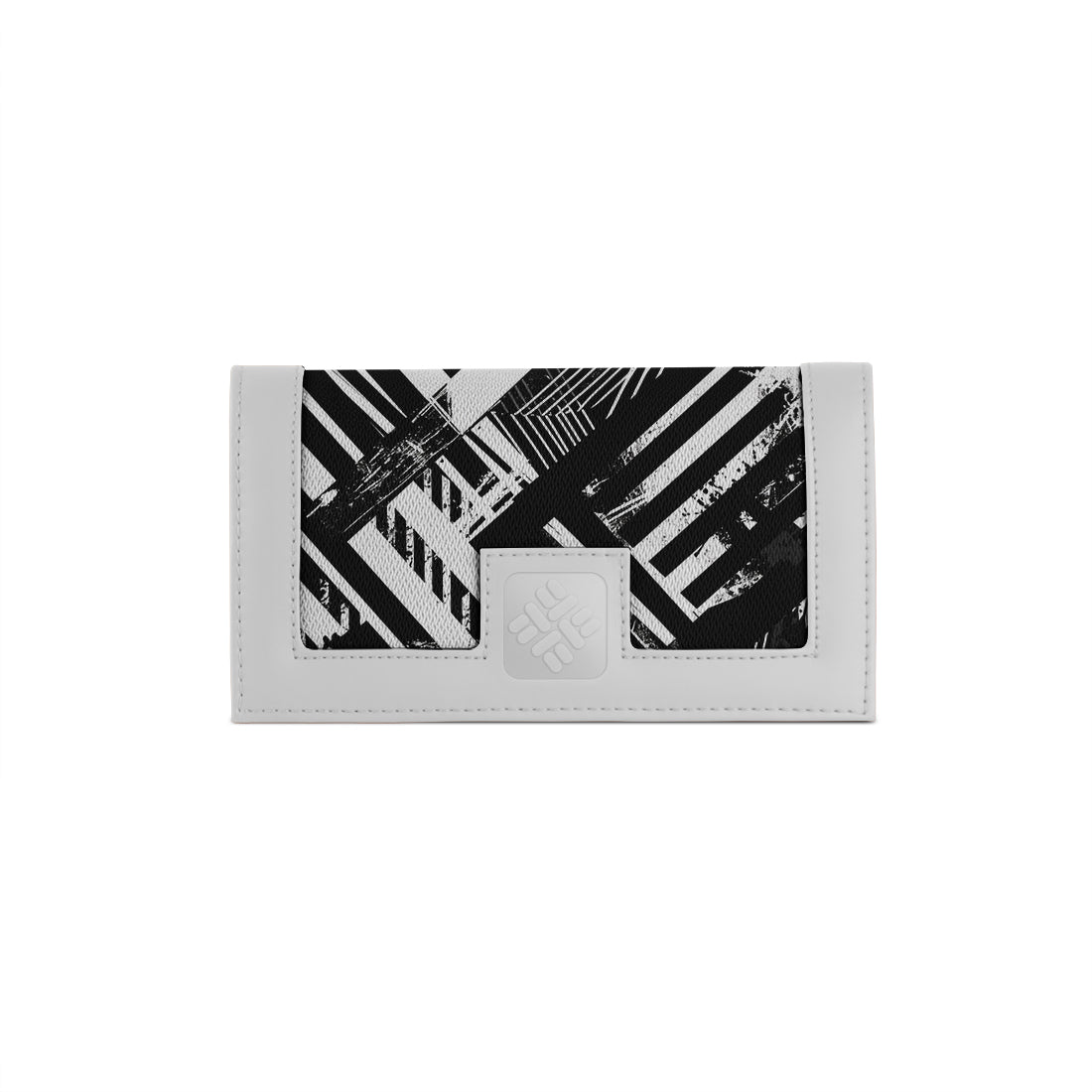 White Sleek Elegance Fold Wallet Featuring Bold Abstract Stripes - 2