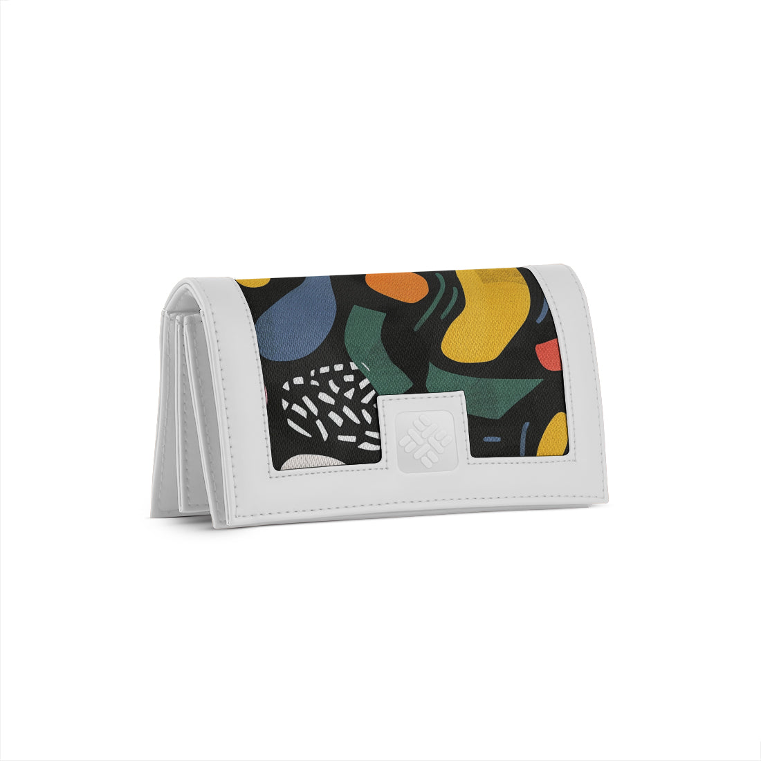 White Sleek Elegance Fold Wallet Featuring Bold Geometric Pops - 1