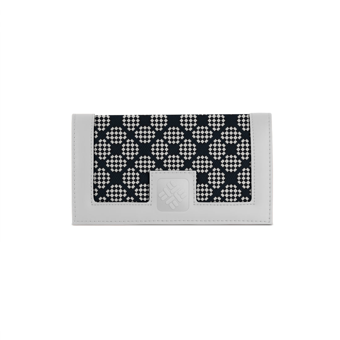 White Sleek Elegance Fold Wallet in Chic Checkerboard Geometric Style - 2