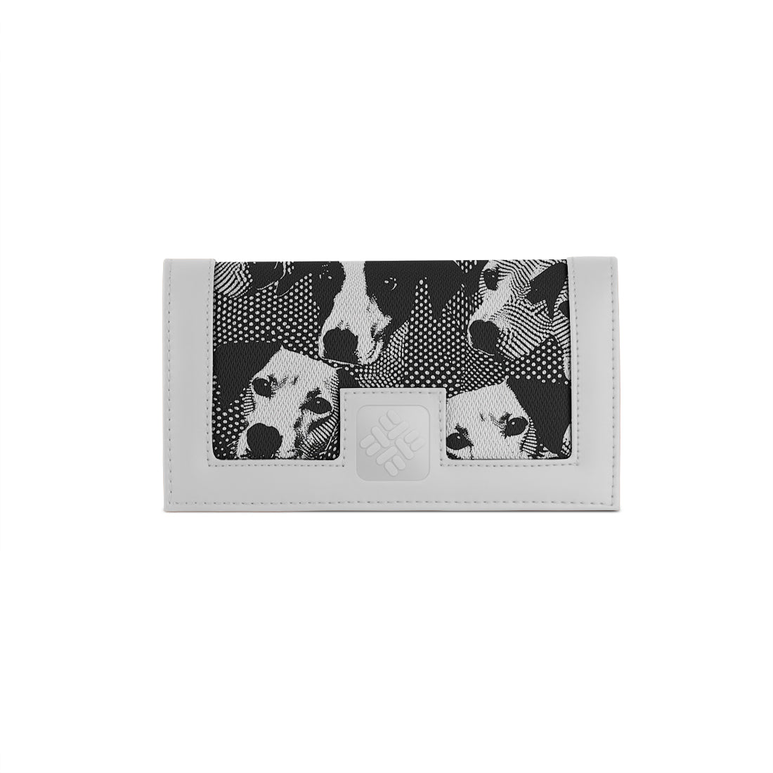White Sleek Elegance Fold Wallet with Monochrome Dog Portraits - 2