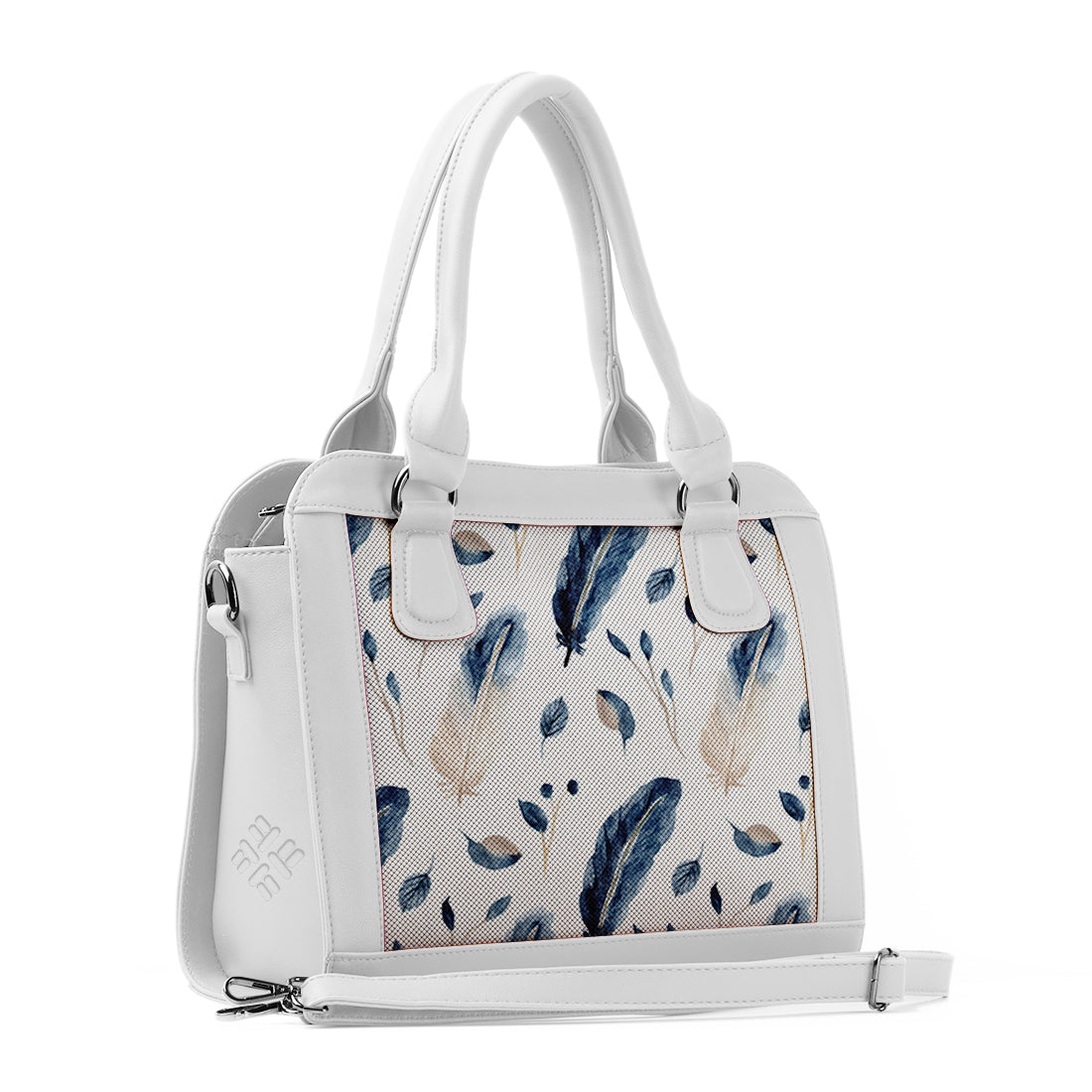 White Travel Hobo Bag Feathers - 1