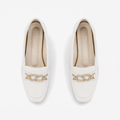 White Matte Chain Loafers