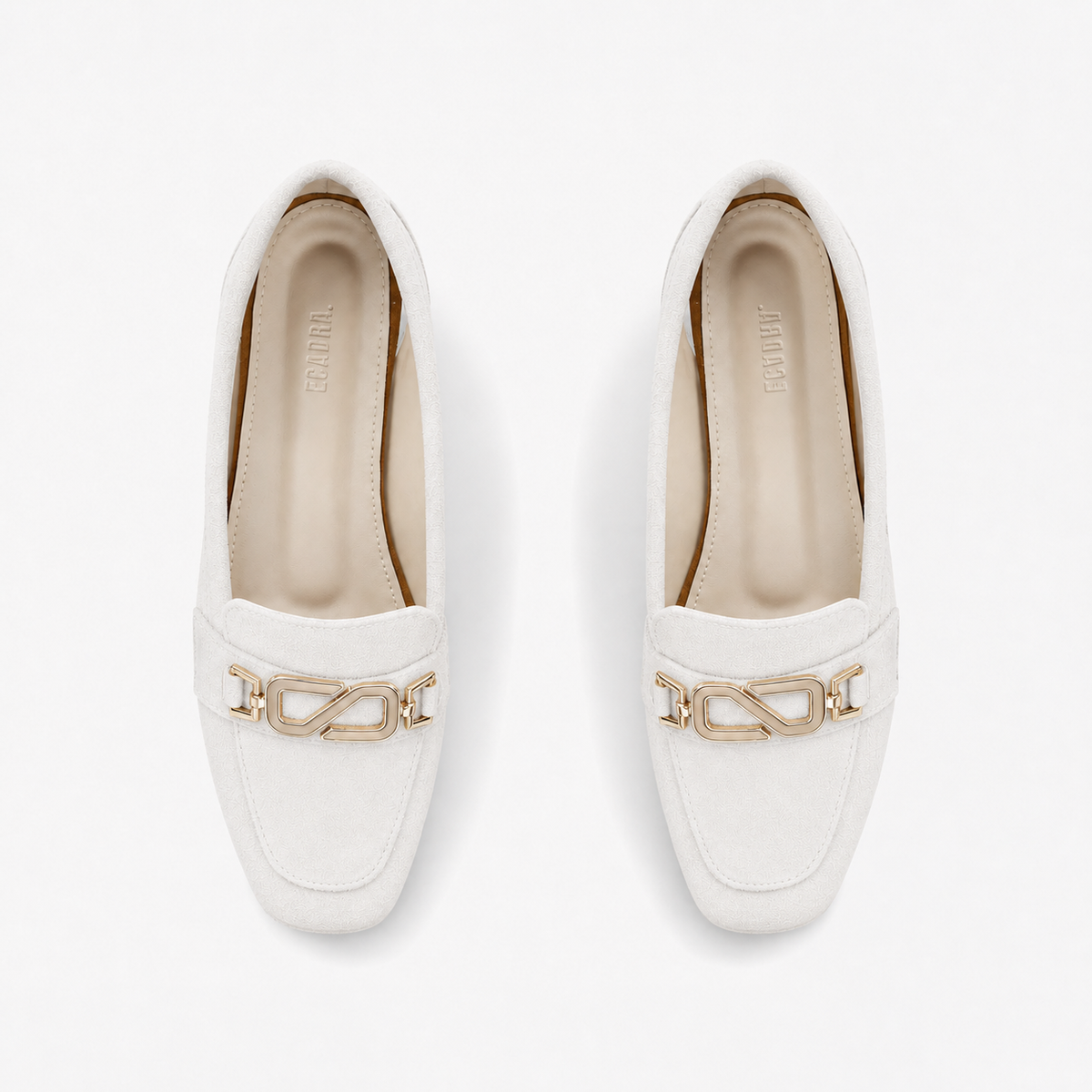 White Matte Chain Loafers | ECADRA