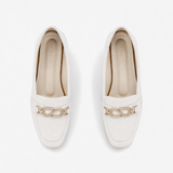 White Matte Chain Loafers | ECADRA