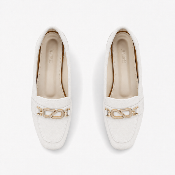 White Matte Chain Loafers | ECADRA