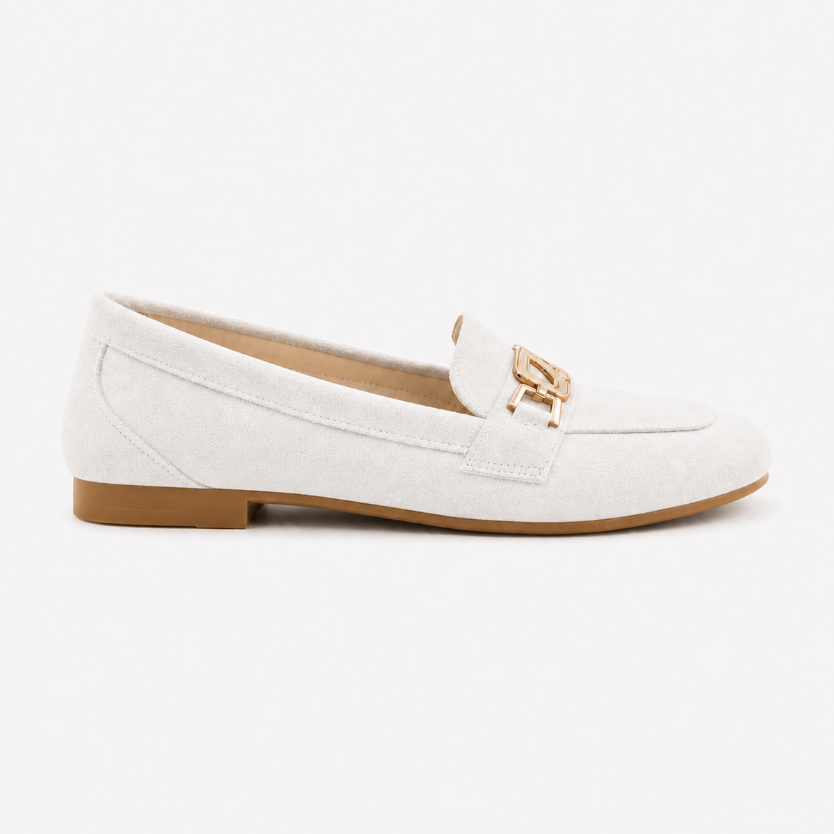 White Matte Chain Loafers - 2 | ECADRA
