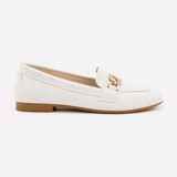 White Matte Chain Loafers - 2 | ECADRA