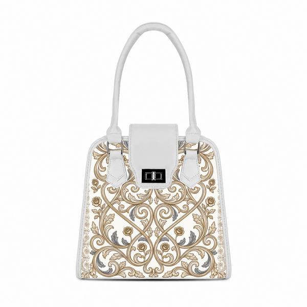 White Metropolitan Charm Bag Golden Baroque Floral