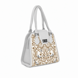 White Metropolitan Charm Bag Golden Baroque Floral
