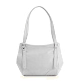 White Leather Tote Bag floral