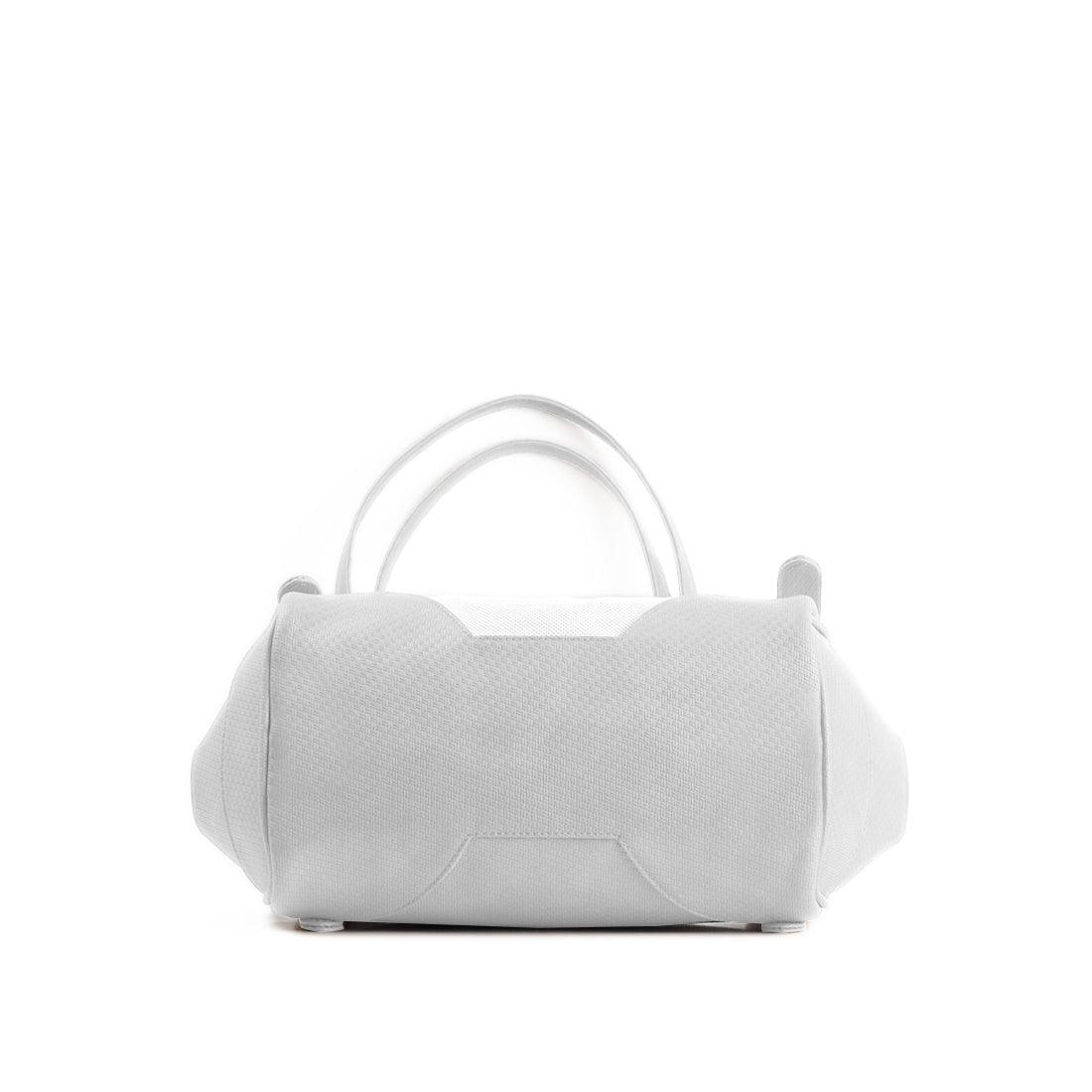 White Leather Tote Bag floral