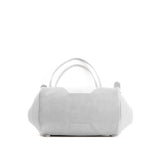 White Leather Tote Bag floral