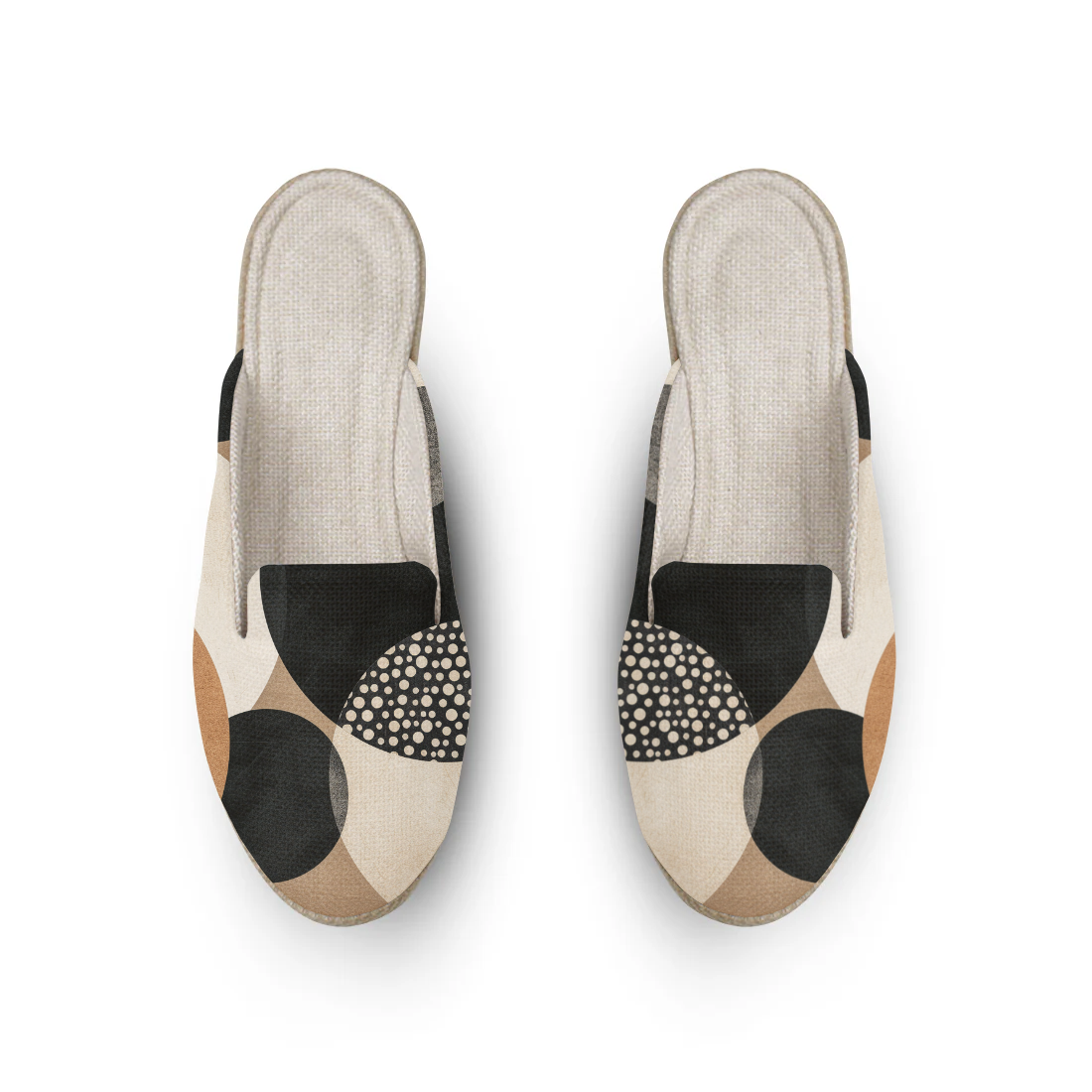 Abstract Beige design printed on a mules — ECADRA