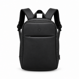 Daybook Backpack – Black faux leather laptop backpack – شنطة ضهر لابتوب حريمي أسود – ECADRA