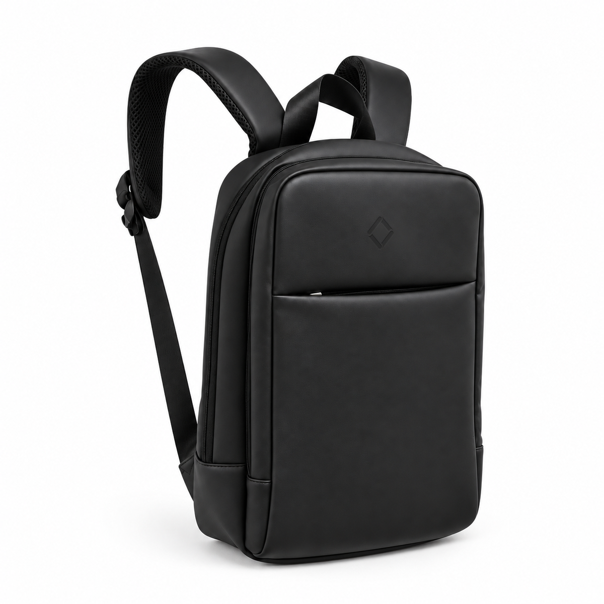 Daybook Backpack – Black, three-quarter view – ECADRA