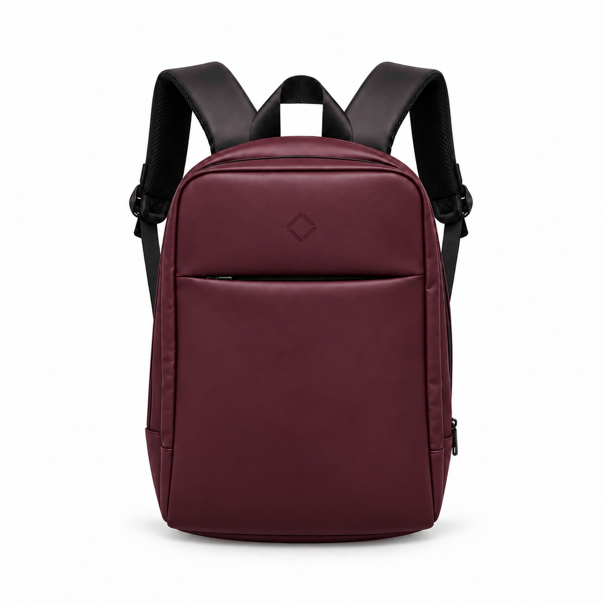 Daybook Backpack – Burgundy faux leather laptop backpack – شنطة ضهر لابتوب حريمي نبيتي – ECADRA